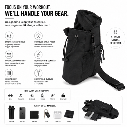 Magnetic Bottle Bag – Hands-Free Gym & Travel Bottle Holder